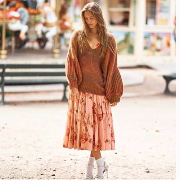 LoveShackFancy Knit Rio Russet Alpaca Merino Oversized Sweater XS / SMALL Ombre - Picture 12 of 15